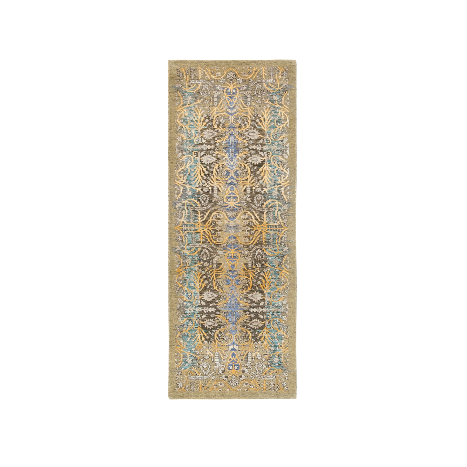 Transitional Silk Hand-Knotted Area Rug 2'9